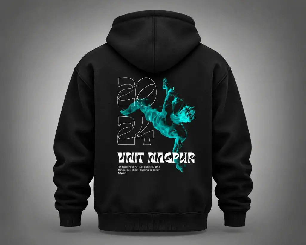 Futuristic Cyan Graphic Hoodie 
