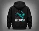 Futuristic Cyan Graphic Hoodie 
